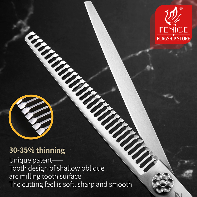 Fenice JP VG10 Steel 7 inch Pet Dogs Gromming Scissors Fine Trim Bearing Screw Thinning Shears Pet Cutting Tools