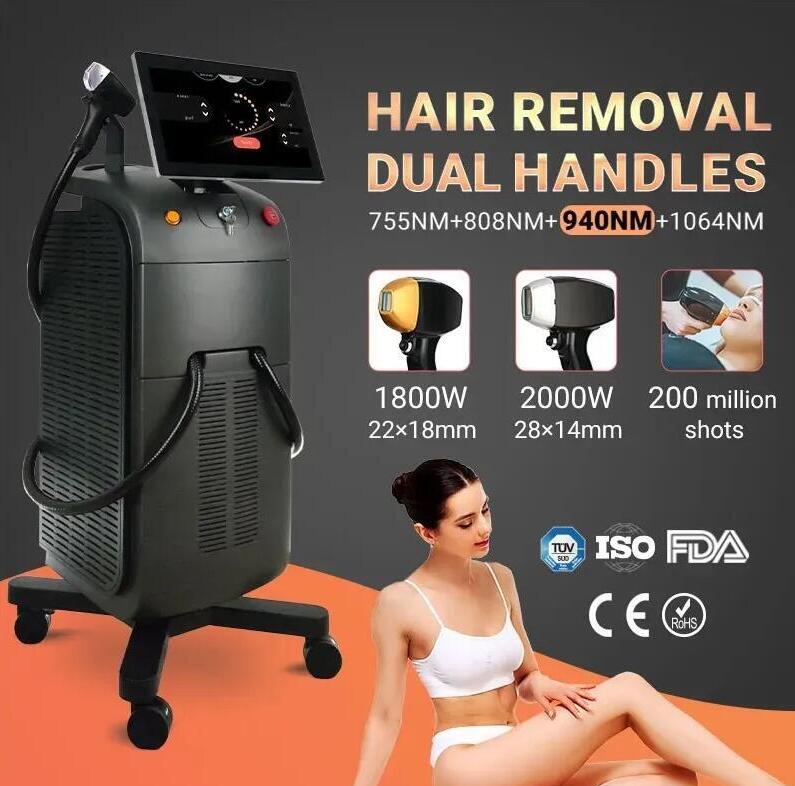 Salon use Ice Platinum Epilator Care Epilation Definitive 808nm Alexandrite Diode Laser 755 808 940 1064 Hair Removal Machine