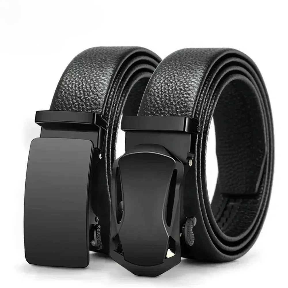 Famous Brand Business Belt Men Top Quality PU Luxury Leather Waist Strap Black Genuine Belt for Men Male Metal Automatic BuckleX240914