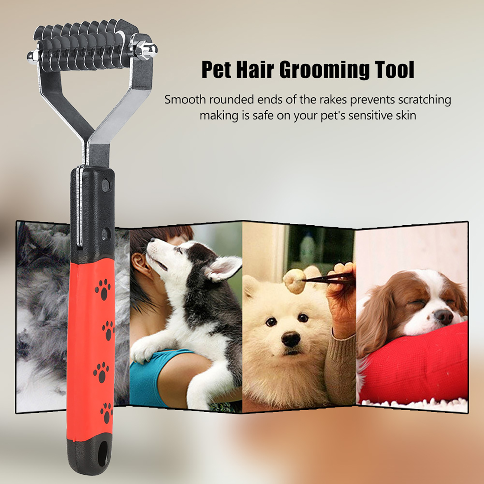 Pets Fur Knot Cutter Dog Grooming Shedding Tools Pet Cat Hair Removal Comb Brush Double Sided Pet Products