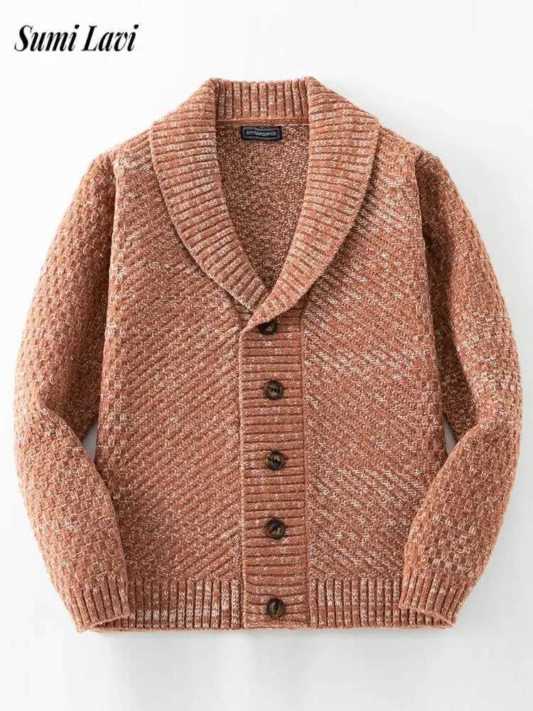 2024 Fall Winter Warm Thick Knit Jackets Men Vintage Button-up Turn-down Collar Sweater Jacket Casual Mens Knitting SweatercoatXJ240907