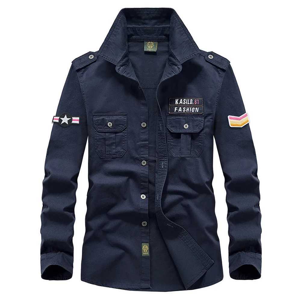 Oversize Mens Shirts Male Long Sleeve Overshirt 6XL Pure Cotton Embroidery Plus Size Military Casual Shirt Men Clothing Z240914 - view 6