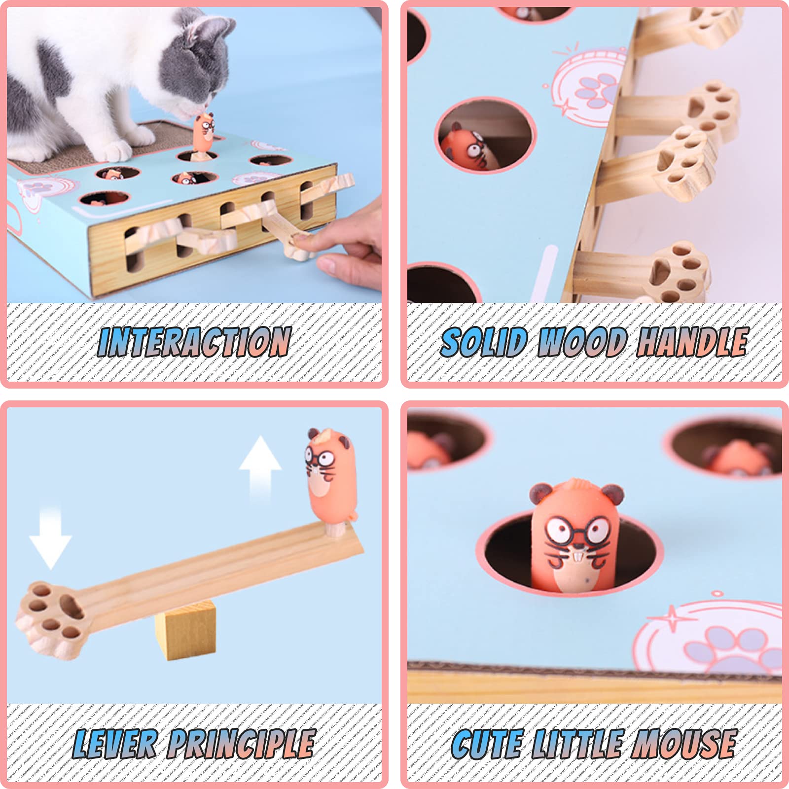 3 In 1 Cat Toys Interactive Cat Scratching Board Chase Hunt Mouse With Scratcher Funny Cat Stick Cat Hit Gophers Maze Tease Toy