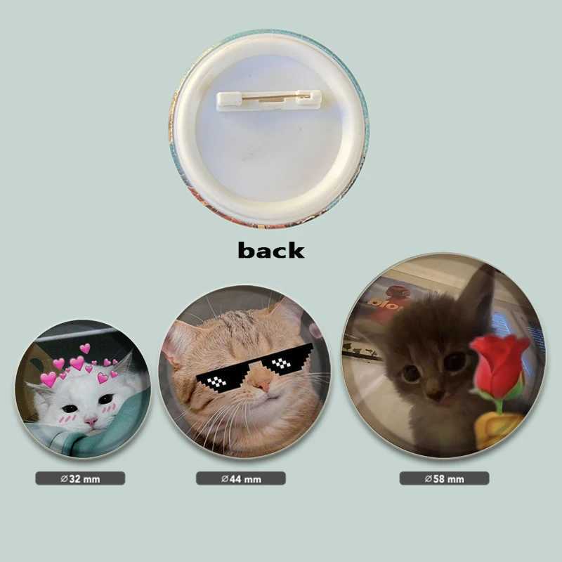 32/44/58mm Funny Cute Cat Round Soft Button Pins Creative Brooch Fashion Cartoon DIY Hat Bag Jewelry Gifts for FriendsX240914