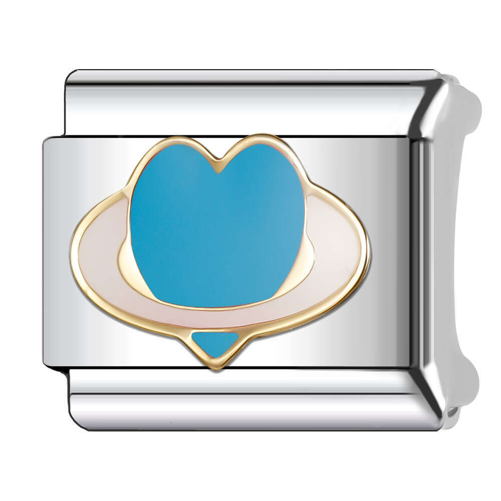 New Women's Gift blue heart Bead Italian Charms Links Bangle Beads Fit 9mm Stainless Steel Bracelet Making DIY For Women Fashion Jewelry