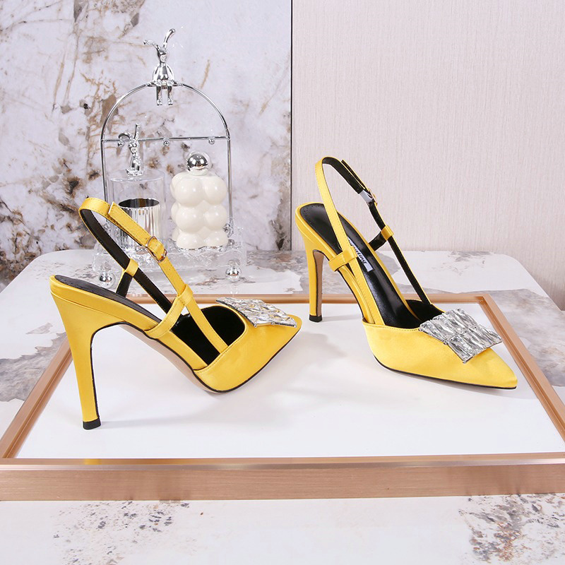 Sweet Stiletto Pointy Diamond Square Buckle Sandals Women's Summer High Heels Stiletto Wedding Shoes Fashion Pumps