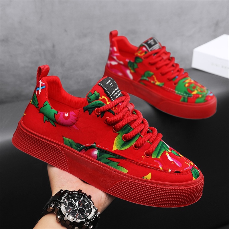 Y Red Green Men's 2024 New Big wer Tide Thick-soled Heightened Board Breathable Cloth Sneakers Casual Shoes For Men