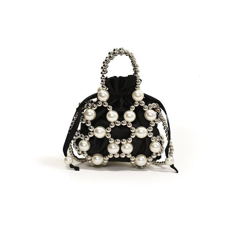 Spring/Summer New Product Internet Celebrity Same Style Fashion 2024 Dark Beaded Small Waste Concave Design Handheld Crossbody Bag