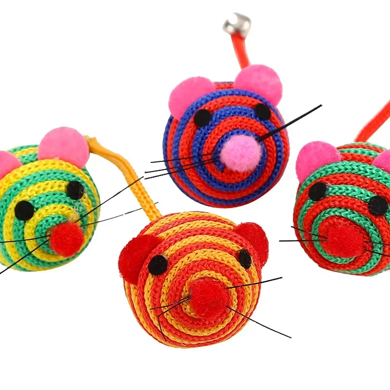 Toy Lovely Stripe Nylon Rope Round with Bell Chew Cat Toys Interactive Mouse Ball Pet Products