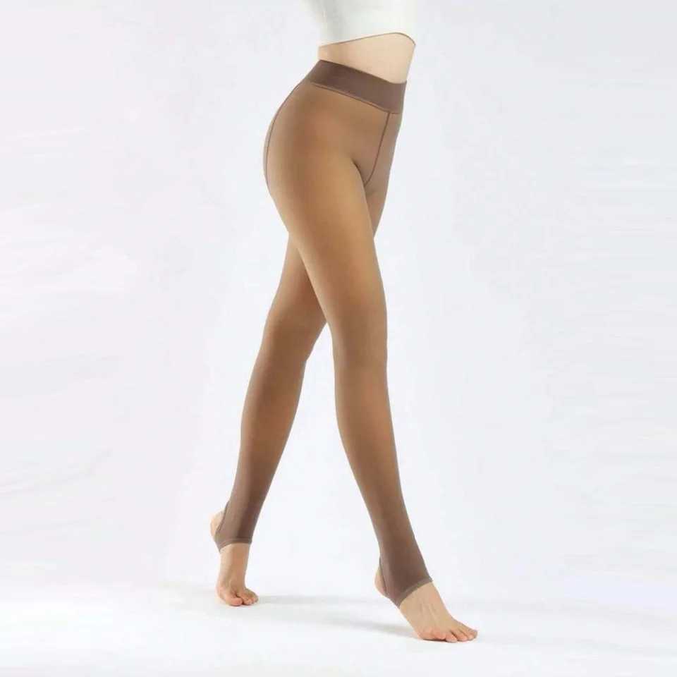 1 Piece Womens Fleece Thickened High-Waisted Transparent Leggings For Autumn And Winter Outerwear To Keep WarmX240914