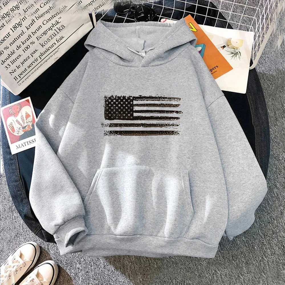 H HYFOL Mens Sweatshirt Patriotic n Hoodie US Flag Pattern Pocket Long sleeved 240910