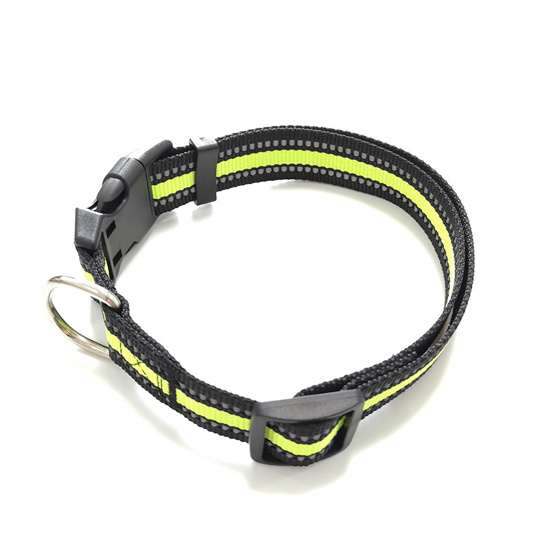 Dog Collar Night Reflective Dog Collar Pet Supplies Puppy Cat Collar Nylon Adjustable with Metal D Ring Durable Pet Accessories