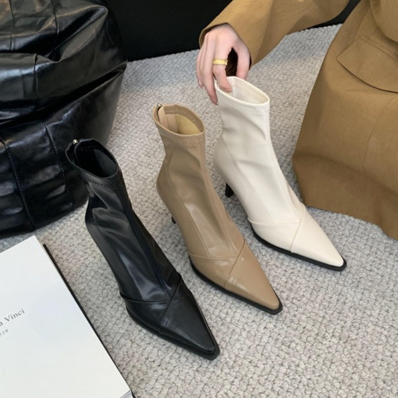 Temperament 2024 Sexy Skinny Ankle Korean Version Of Elastic Pointed Female Boots 549c