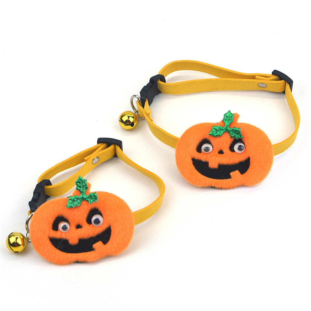 Pet Halloween Pumpkin Party Adjustable Dog Collars with Detachable Decoration Breakaway Halloween Collar for Puppy Cats Supplies