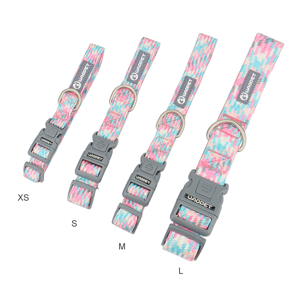 3M Reflective Dog Collars Adjustable Dog Collar Multi-Colored Stripe Nylon Pet Collars for Large & Medium Dogs Outdoor Adventure