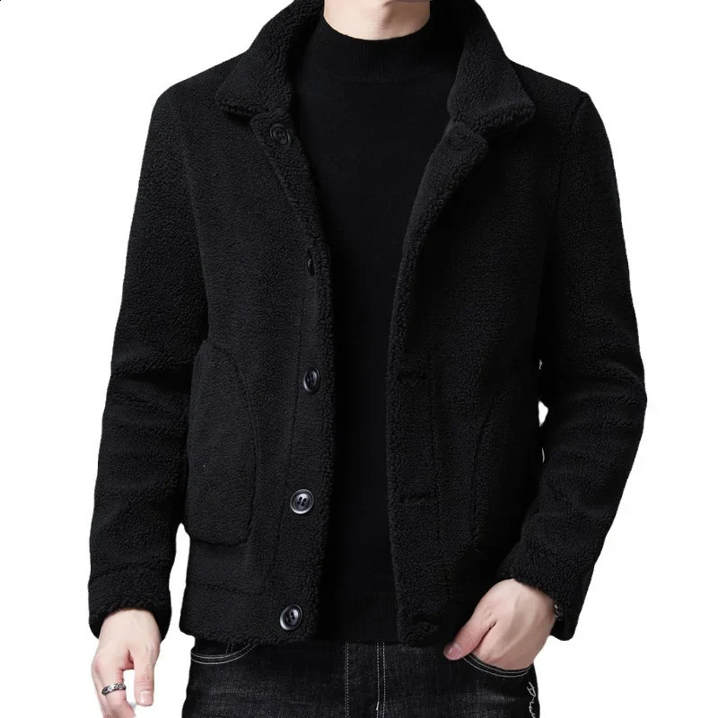 winter mens fur integrated jacket doublesided casual wool warm velvet leather and Coats 5XL 240904