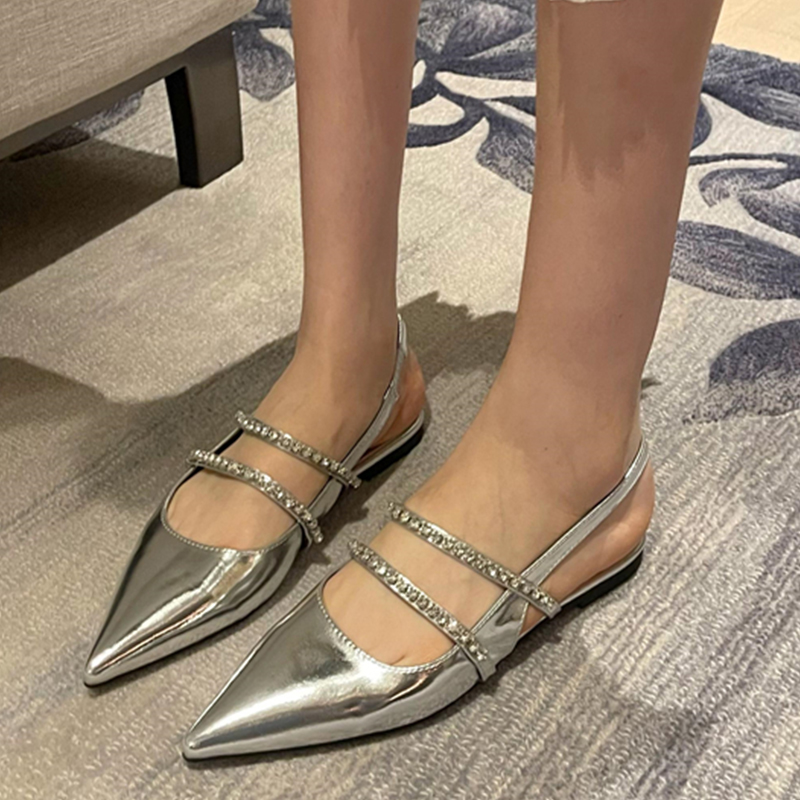 2025 new Rhies Fashion Pointed Toe Ladies Flats Female Casual Sgback Sandals Women Flat With Shoes Slides ac77