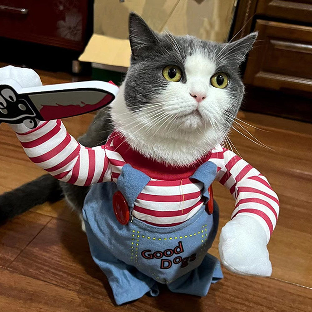 Funny Cat Clothes Halloween Cosplay Costume Adjustable Outfits for Small Big Dogs French Bulldog Chihuahua Party Dress Up Coat - view 7