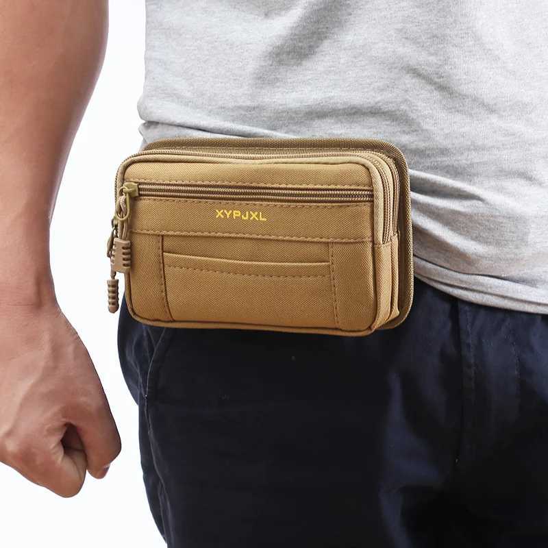 Mens waist bag Bum bag outdoor waterproof tactical military sports hunting belt Molle nylon phone bag travel tool Z250407