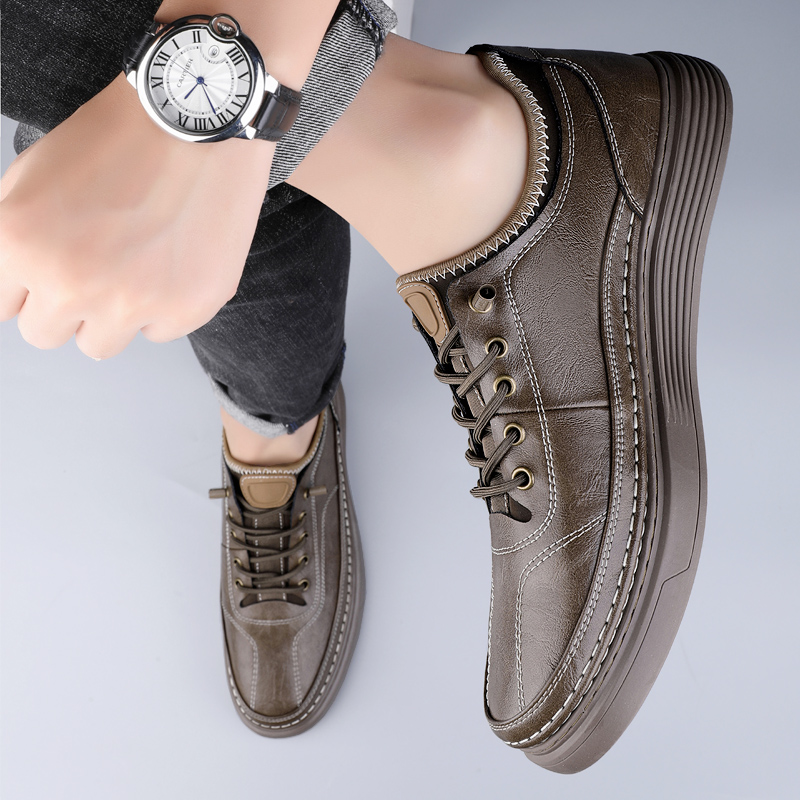 Genuine Leather Sneakers for Men: Casual, Comfortable 2024 Lace-Up Skate Shoes 4 Comtable