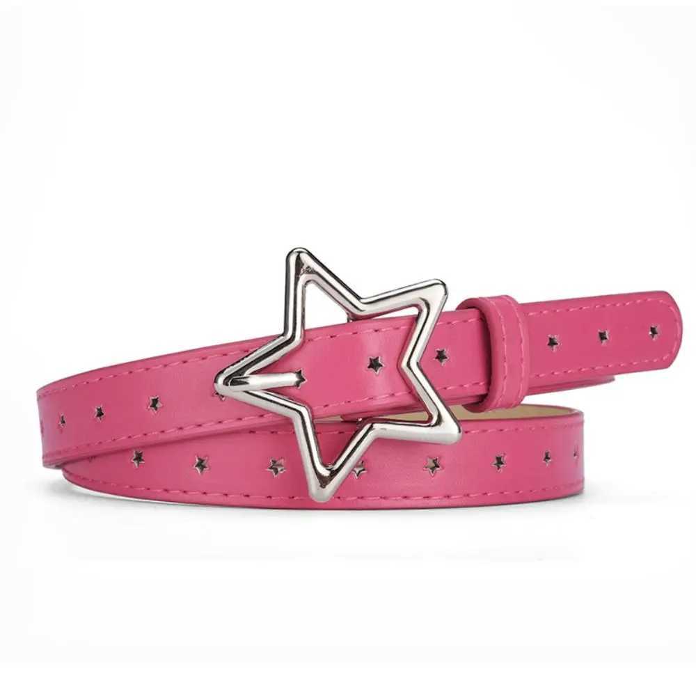 PU Leather Five-point Star Waistband Elegant Heart Metal Buckle Star Belt Thin Waistbands Women Waist Belt Pants DecorX240914