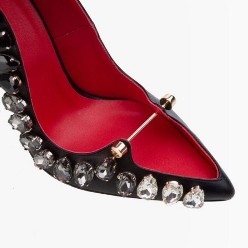 Roman Cross Strap Rivet Thin High Heels Shose 2024 New Women's Spring Summer Sexy Pointy Metal Buckle Show High Heels Size 35-44