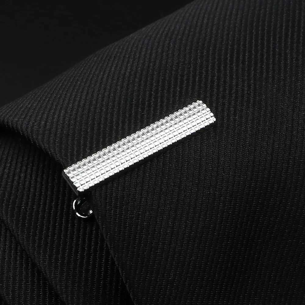 Mens Classic Tie Clips Black and Sliver Tone Tie Clip Metal Pin Clasp Business Wedding Accessories Gifts Jewelry AccessoryX240914