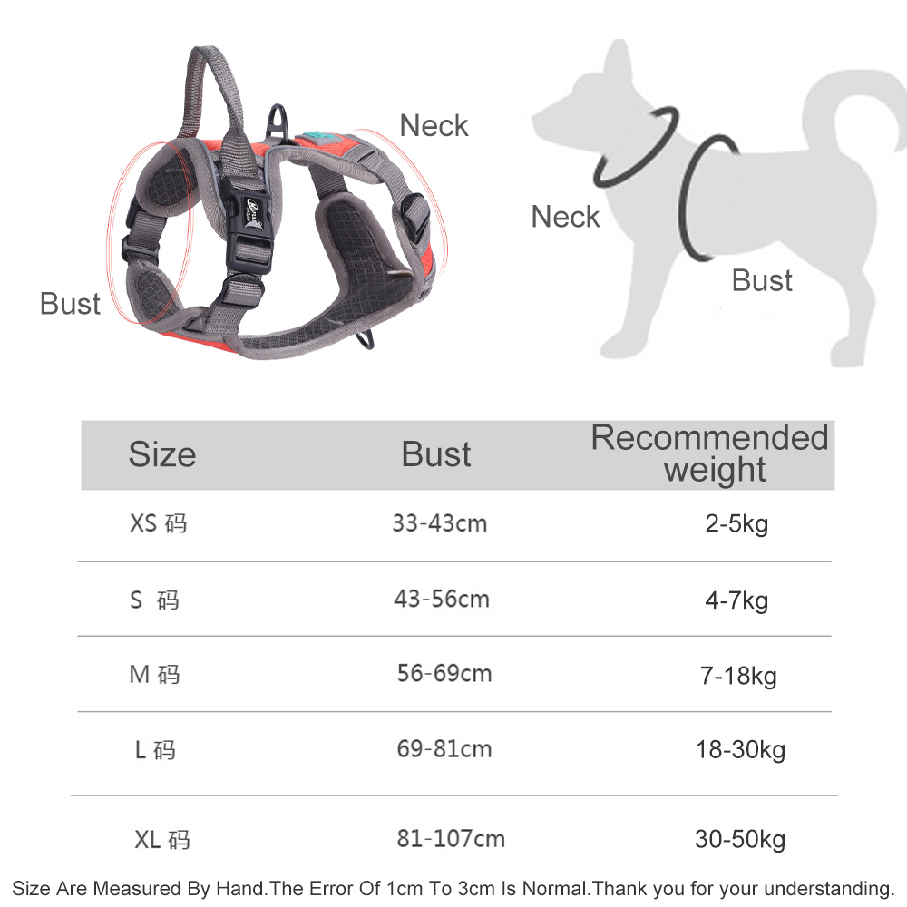 Vest-style Nylon Pet Harness Adjustable Reflective Medium & Large Dog Explosion-proof Dogs Harness with Thickened Control Handle