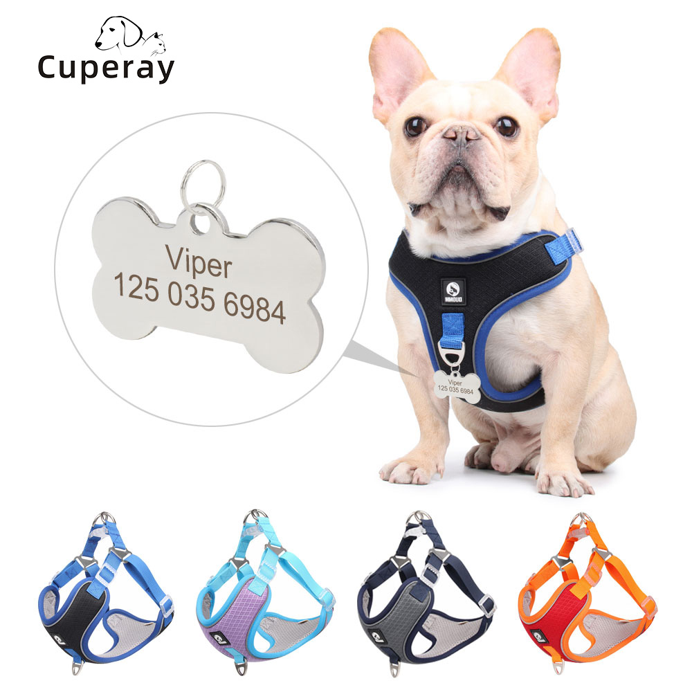 Dog Harness and Leash Set for Small Medium Large Dogs,Reflective Dog Vest Harness with Personalized Engraving ID Tag Pet Harness