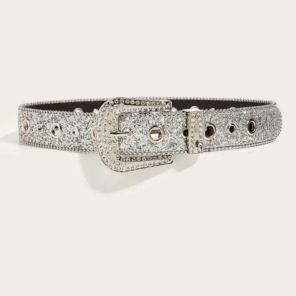 Women Men Rhinestone Wide Belt Vintage Bling Crystal Diamond Studded Leather Belt Western Cowgirl Waist BeltX240914