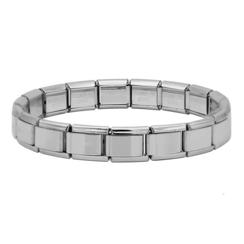 New Women's Gift smooth Bead Italian Charms Links Bangle Beads Fit 9mm Stainless Steel Bracelet Making DIY For Women Fashion Jewelry