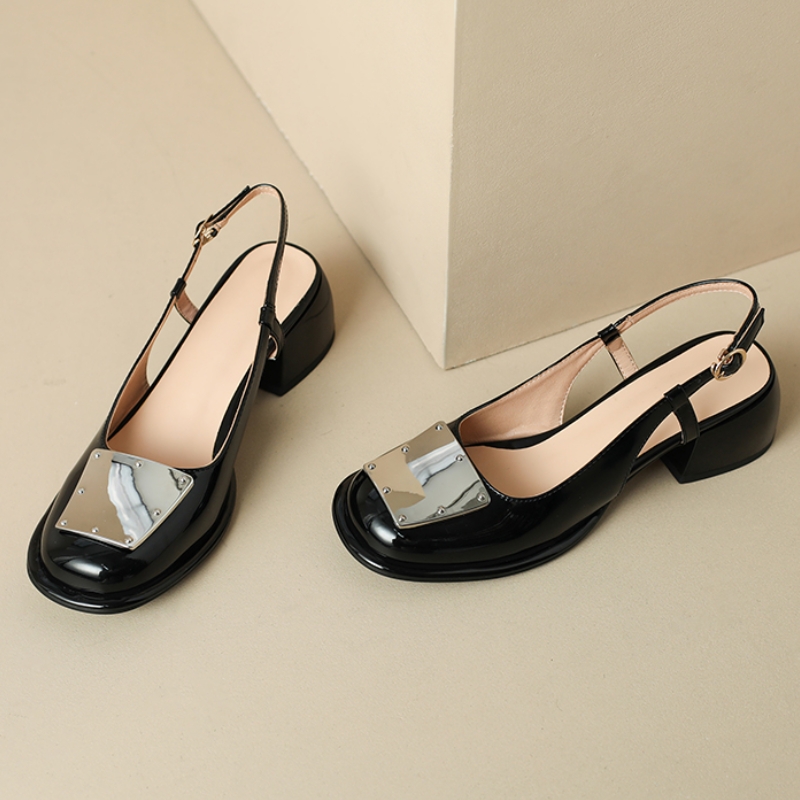 2025 new Sandals Women's Summer Comfortable Elegant Sgbac Black White Low Heels Pumps Female Mules Shoes Brand 1b77