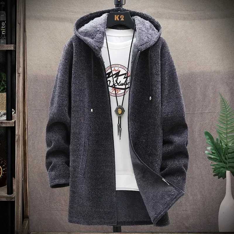 Men Sweaters Coat Autumn Winter New Hot Warm Zipper Medium Long Cardigan Sweaters Man Casual Knitwear Sweatercoat Mens ClothesXJ240907