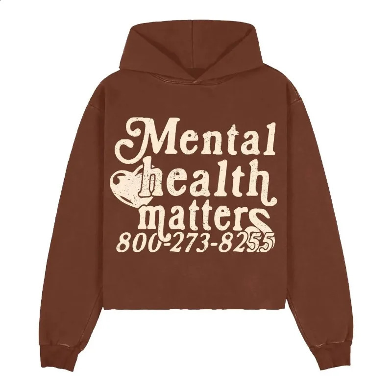 Mens Hoodies Retro Street Mental Health Matters Hoodie And Womens Longsleeved Casual Loose Couples Clothing Sweatshirts 240910