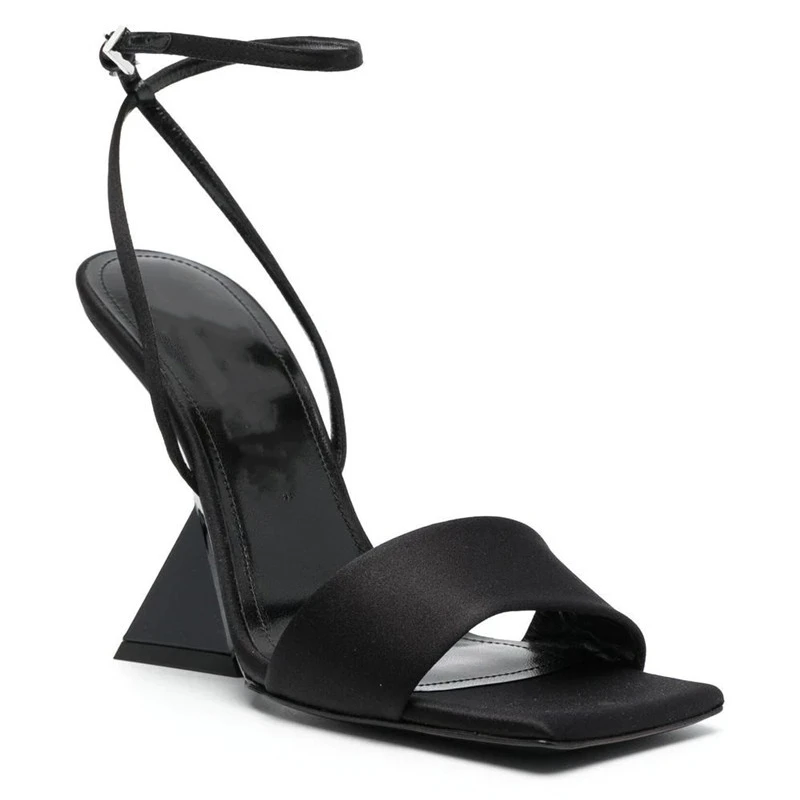 Brand Design Candy Color Irregular Summer New Square Head Show High Heel Sandals Black Orange Women's Shoes Size 42