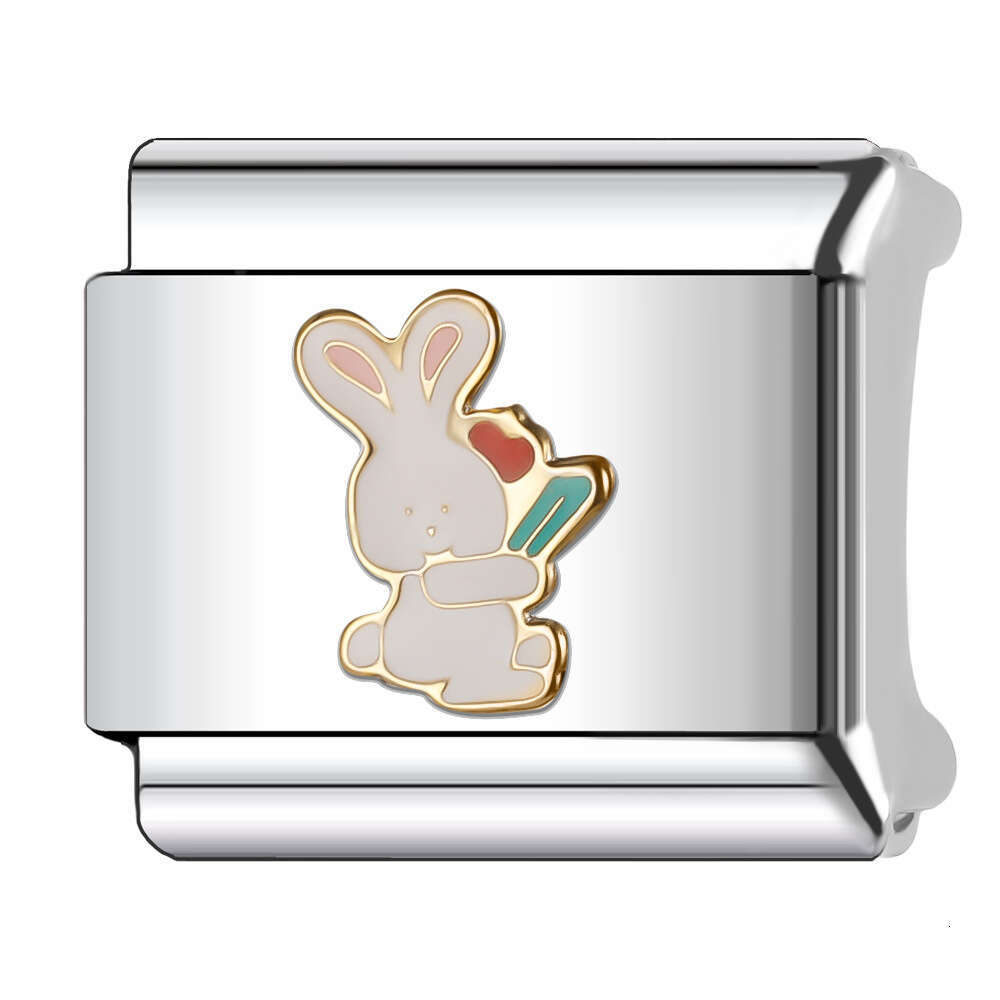 New Women's Gift Rabbit Horse Bead Italian Charms Links Bangle Beads Fit 9mm Stainless Steel Bracelet Making DIY For Women Fashion Jewelry