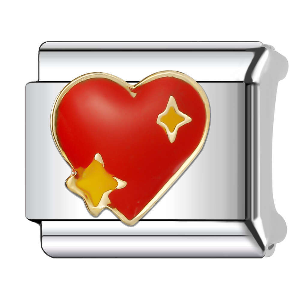 New Women's Gift Colorful Love heart Bead Italian Charms Links Bangle Beads Fit 9mm Stainless Steel Bracelet Making DIY For Women Fashion Jewelry