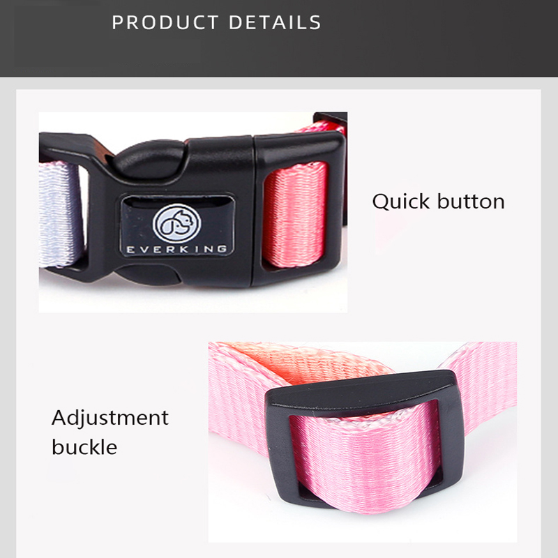 Medium and Large Dog Collar Adjustable Gradient Color Pet Collar with Quick Release Buckle and Metal D-Ring for Dogs Walking