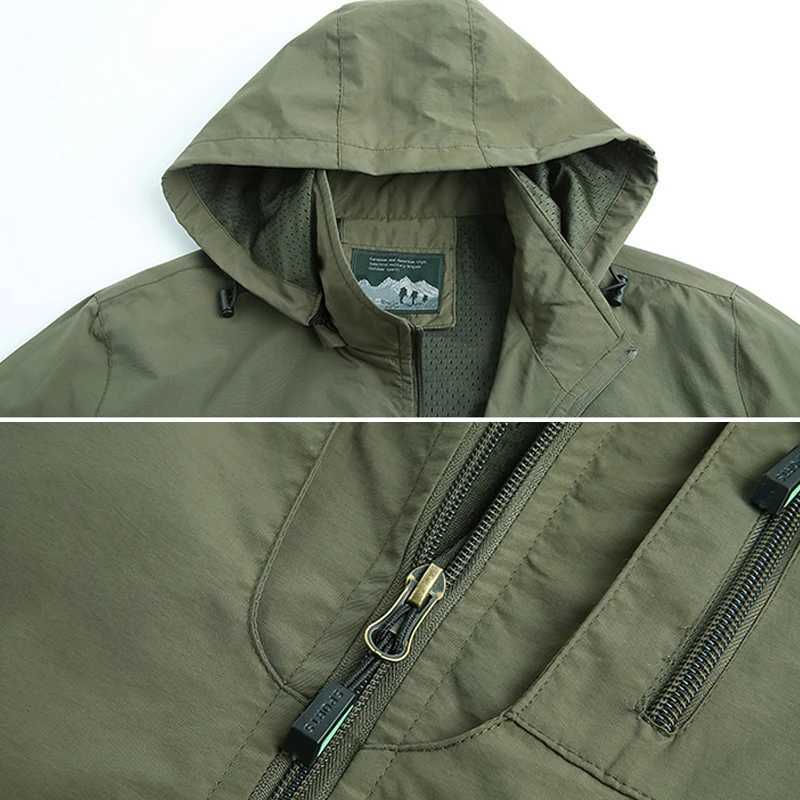 2018 Spring/Autumn Mens Pocket Jacket Outdoor Casual Windproof Waterproof Work Jacket Flight Multi Pocket Pizex Trench Coats W240914