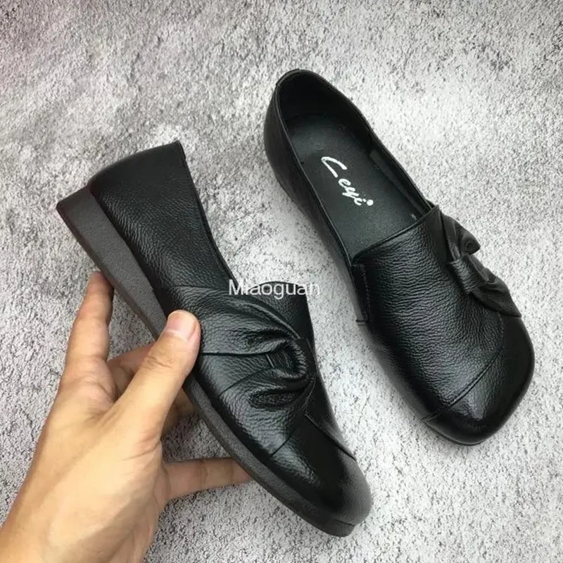 Women Loafer Flat Shoes Women Comfort Non-slip Soft Oxford Solid Color Mom's Shoes New Fashion Leather Footwear Spring Summer PU