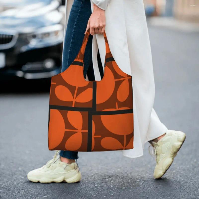 Shopping Bags Custom Reusable Print Orange Orla Kiely Bag Women Canvas Shoulder Tote Portable Groceries Shopper Handbags