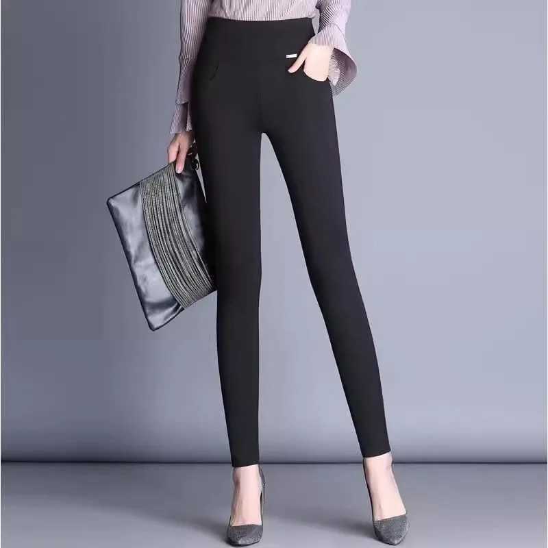 Winter Thick Leggings Women Velvet Warm Stretch Pencil Pants High Waist Skinny Black Solid Fitness Trousers Y2K Clothes P9176X240914