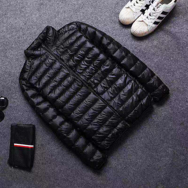 Cotton jacket men's foreign trade men's lightweight feather Rong cotton jacket winter slim fit hooded stand collar solid color warm vest jac