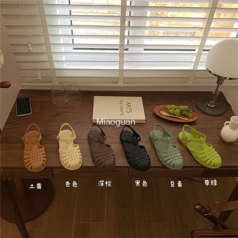 Women's Sandals Casual Comfortable Female Footwear 2023 Jelly Shoes Summer Ankle Strap Rubber Shoes Soft Sole Non-slip Mom Shoes