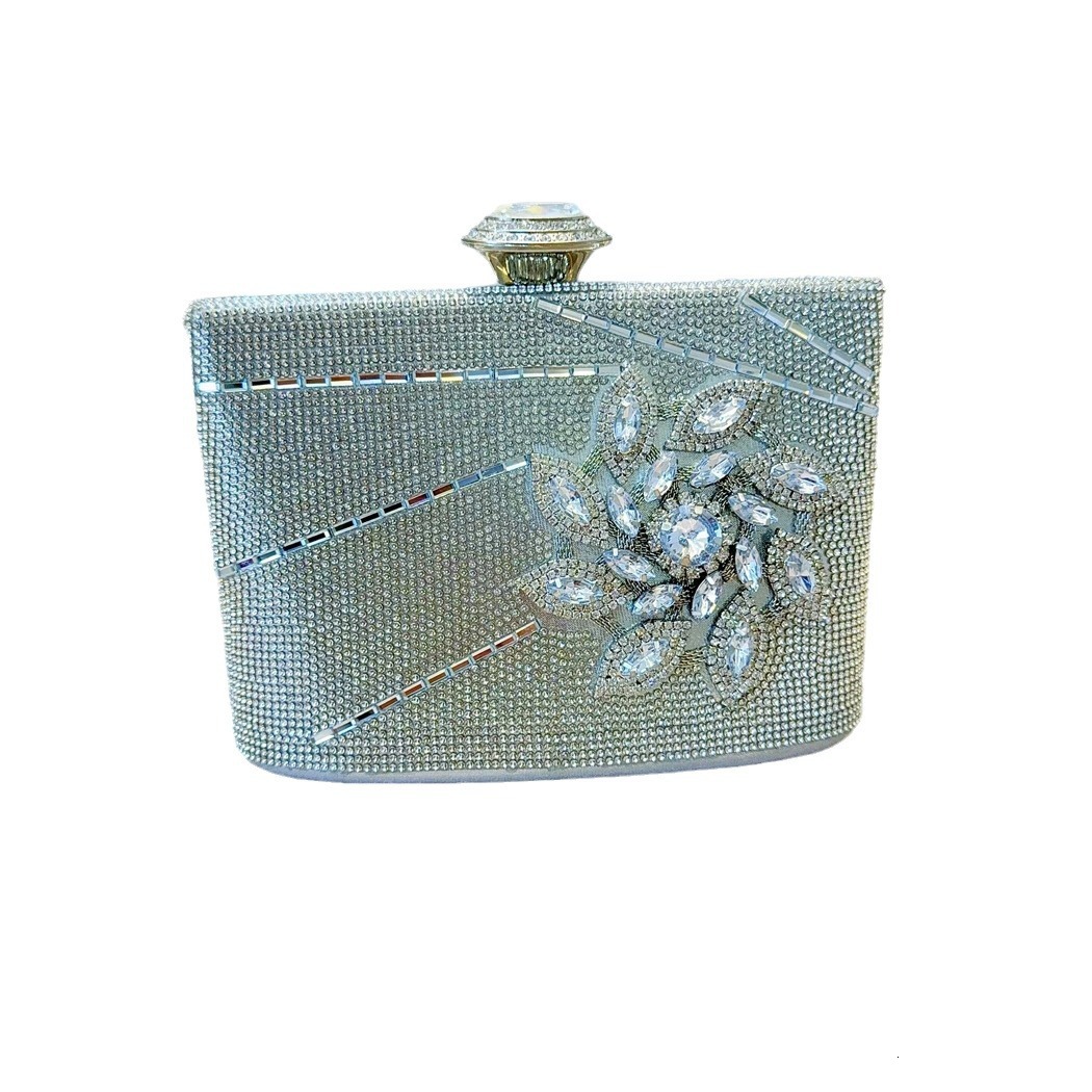 New Water Celebrity Style Dress Diamond Inlaid Handheld Banquet Women's Bag, Single Shoulder Diagonal Straddle Small Bag