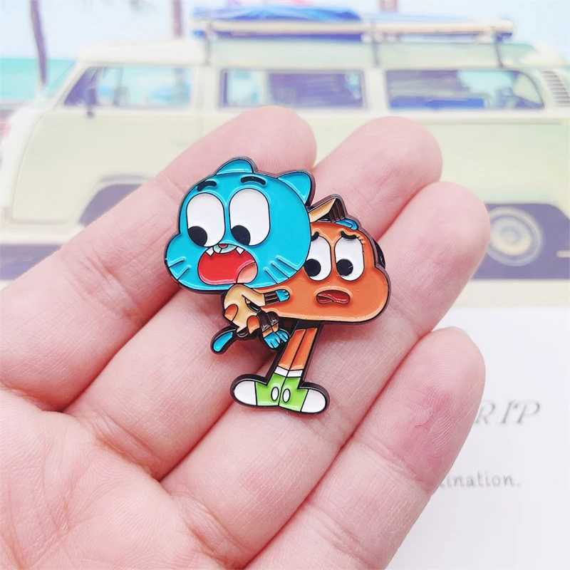 Creative Anime Character Enamel Pins Cute Cat World Embracing Alloy Brooch Badge Personalized Jewelry GiftX240914