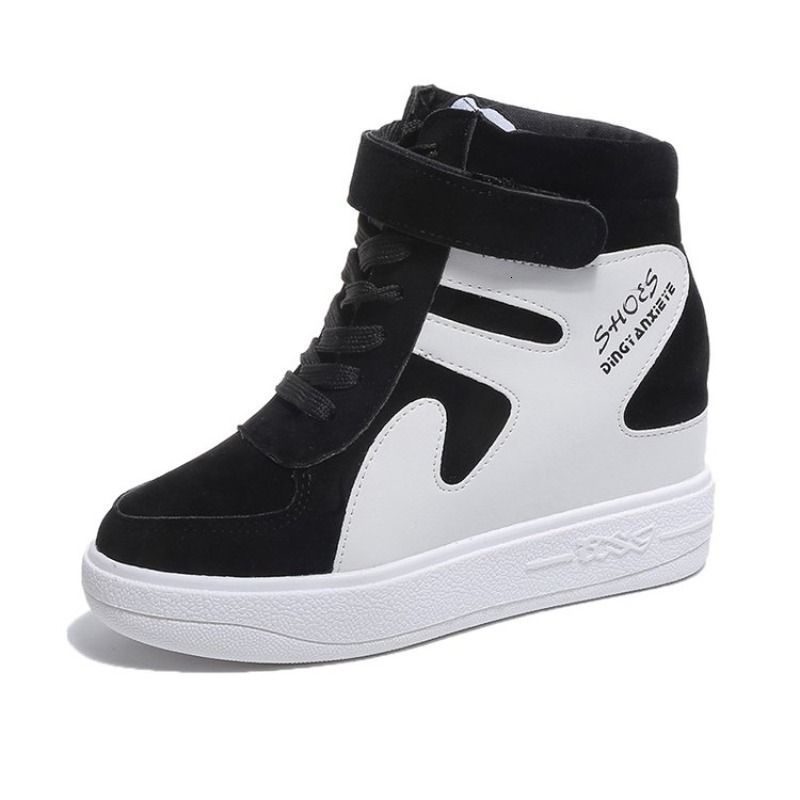 Red Sneakers Women 2023 New High Top Platform Casual Wedges Autumn Winter Female Black Internal Increase Vulcanize Shoes Lace-up