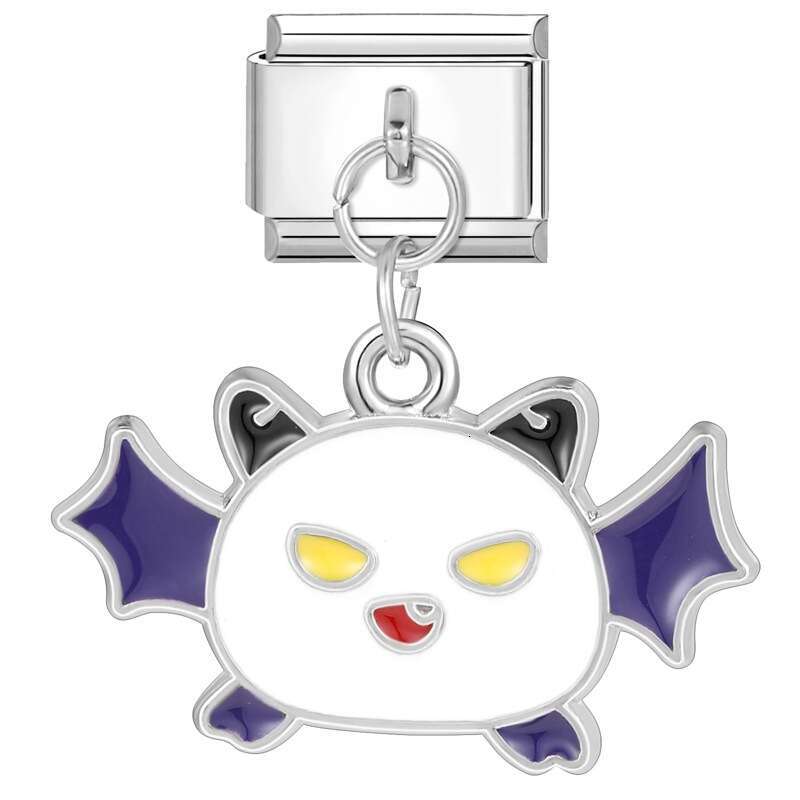2024 Color Glaze Halloween Ghost Castle Bat Pendant Italian Charms Links Bangle Beads Fit 9mm Stainless Steel Bracelet Making DIY For Women Fashion Je