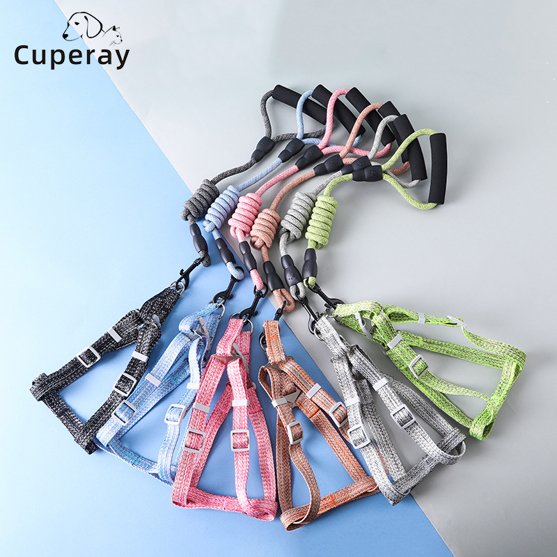 Dog Harness and Leash Set,Pet Supplies Foam Handle Adjustable Pet Harness Leashes for Small, Medium & Large Dogs Outdoor Travel