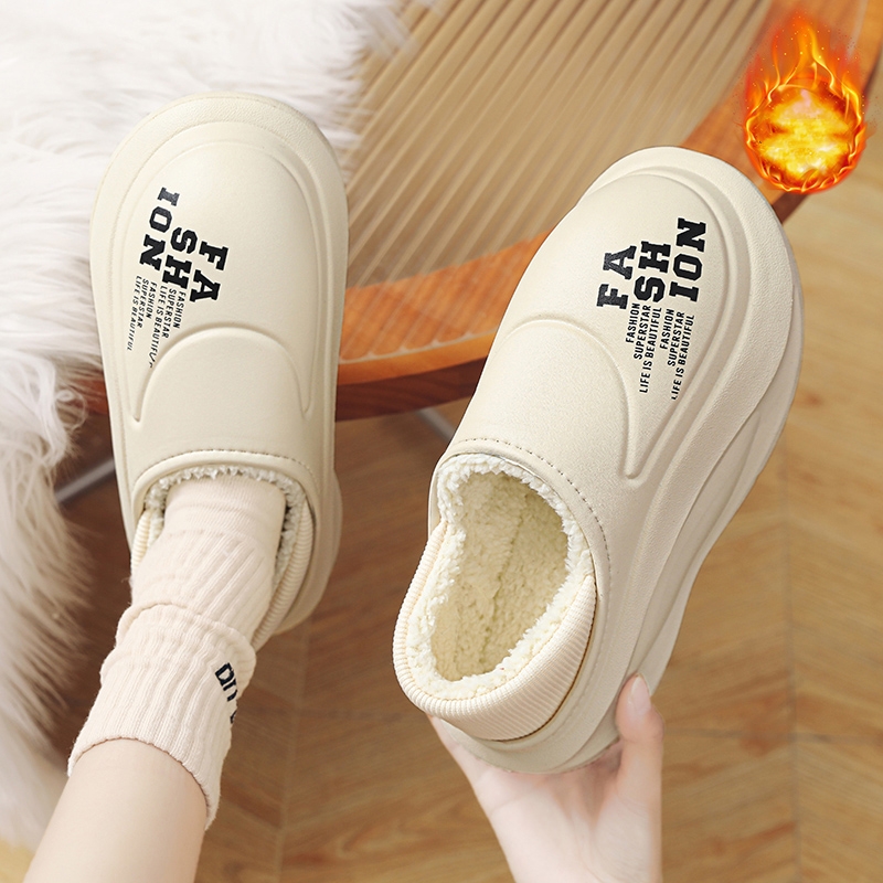 NEW Winter Men Women Warm Slippers Cotton Slippers Outdoor Indoor Home Non-Slip Shoes Men's Bedroom Warm Plush Slippers 36-45